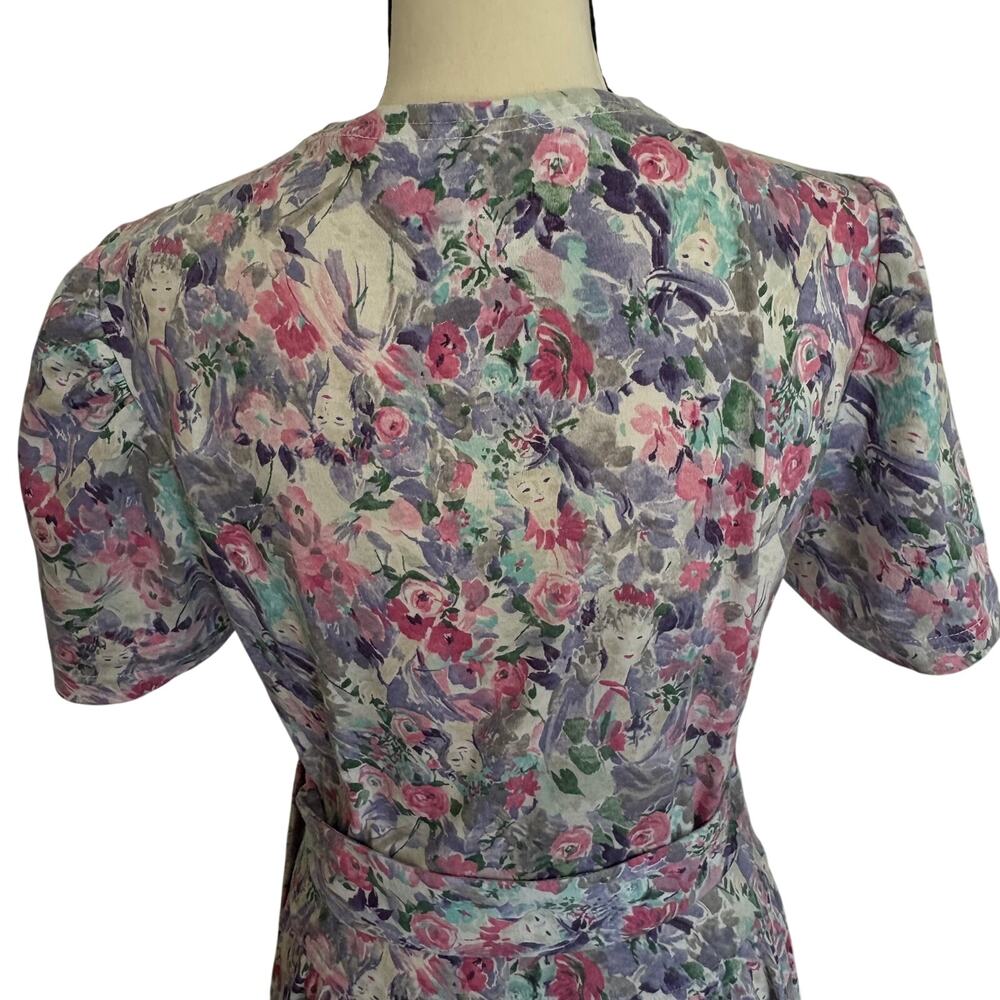 Vintage 60's LANZ Salzburg Original Cottage Floral Faux Wrap Dress Cotton Knit - Picture 11 of 11